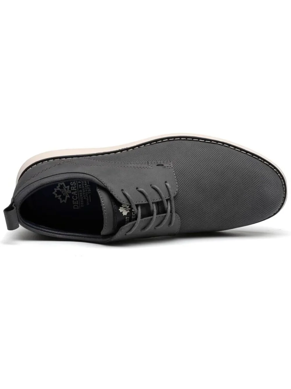 Men's Grey Pin-dot Kitten Heel Perforated Lace-up Business Dress Oxford Shoes